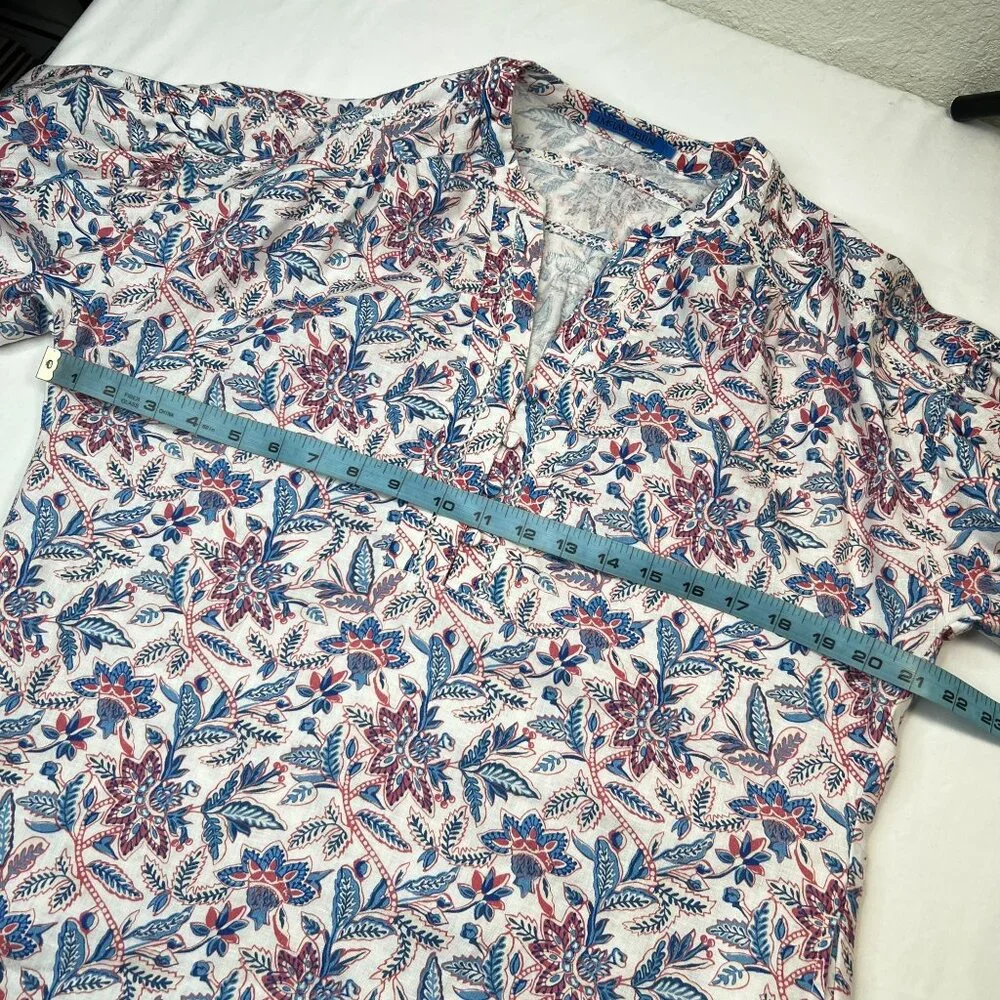 J Mclaughlin Nylee Linen Mini Dress 3/4 sleeve Bloomsbury Floral Print Small